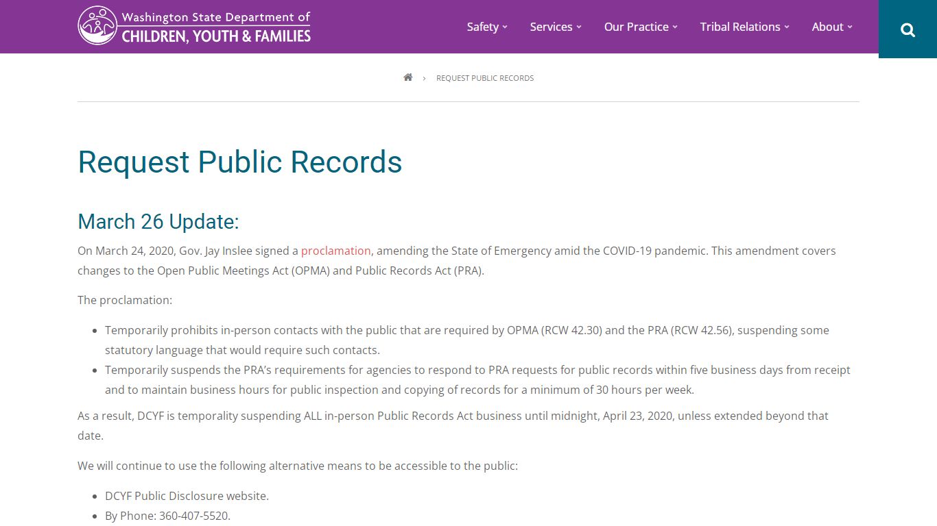 Request Public Records | Washington State Department of ...