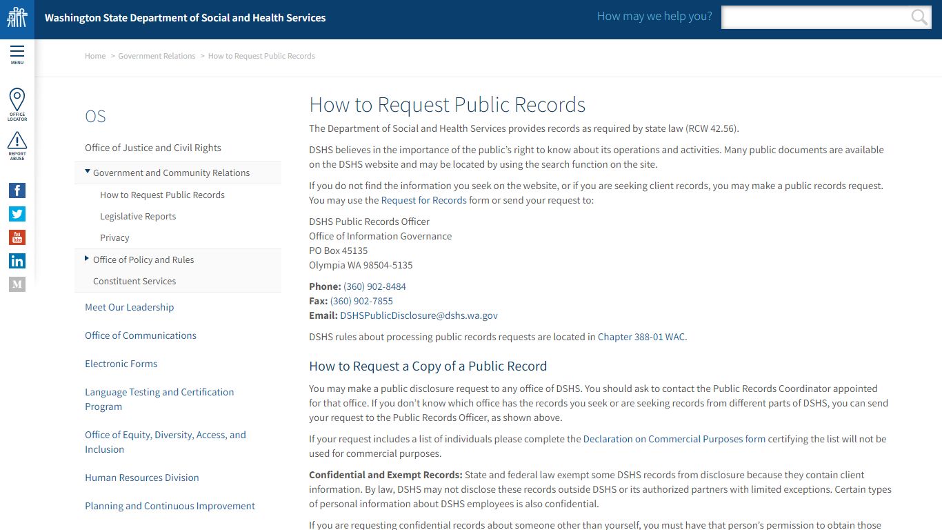 How to Request Public Records | DSHS