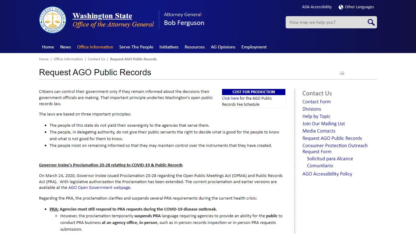 Request AGO Public Records | Washington State